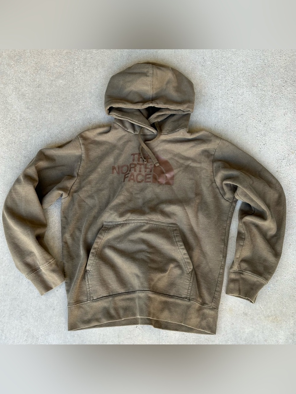The North Face Olive Green Graphic Logo Fleece Pullover Hoodie Men's Size Medium